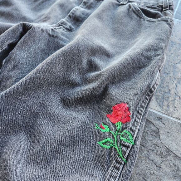 Vtg Dickies Jeans Women 40x30 Embroidered Performing Arts Comedy & Tragedy Roses - Picture 7 of 15